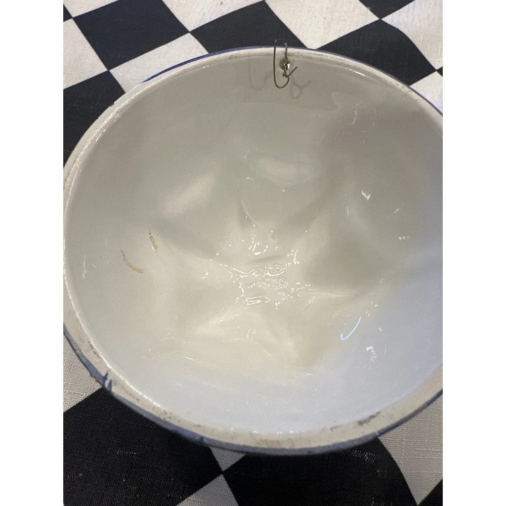 Vintage Ceramic ABC Fluted Cake Mold Dome Pan Blue Yellow Floral Kitchenware 4